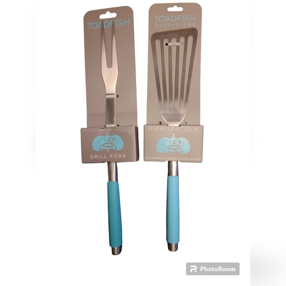 BNWT Toadfish Grill Fork and Fish Spatula Set - Picture 1 of 4